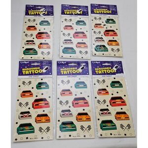Vintage CA Reed Removable Tattoos 6 Sheets Racing Cars‎ Checkered Flags 90s